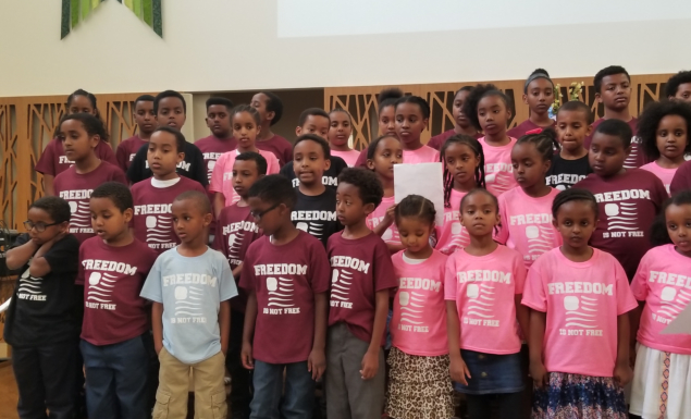 children on stage