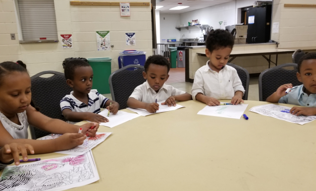 children writing